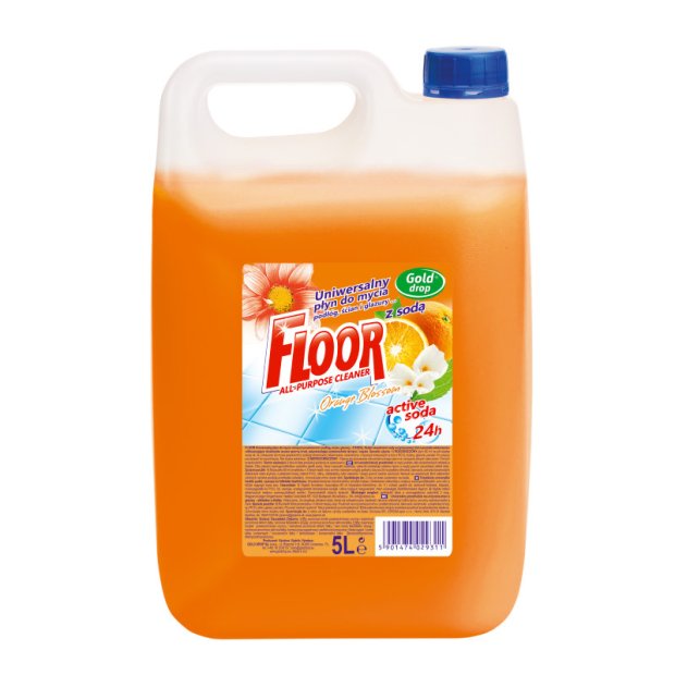 Floor Active Soda - Uniwersalny płyn do mycia powierzchni z odtłuszczaczem, 5 l - Orange Blossom