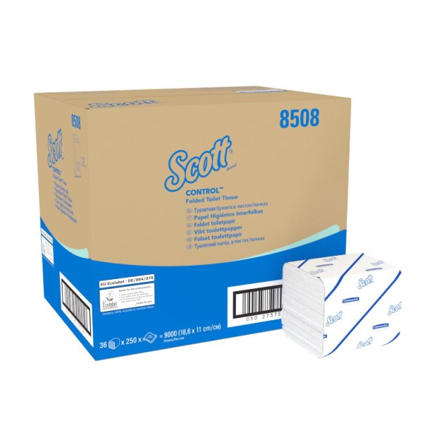 Kimberly-Clark Scott Control - Papier toaletowy w składce, makulatura, 2-warstwy - 9000 odcinków