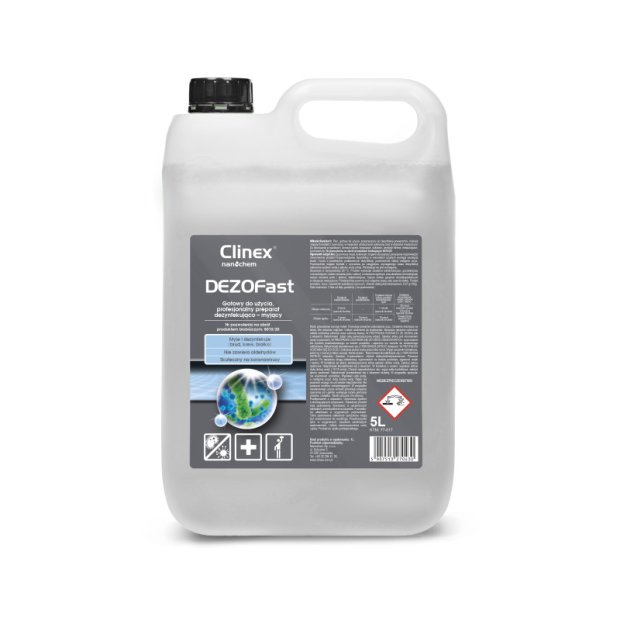 Clinex DezoFast - Płyn do mycia i dezynfekcji powierzchni, gotowy do użycia - 5 l