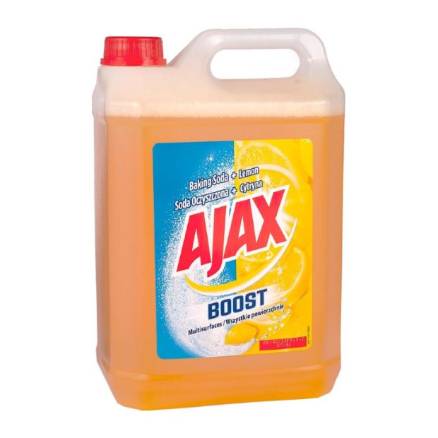 Ajax Boost Baking Soda – Uniwersalny płyn do mycia powierzchni z formułą odtłuszczającą, 5 l – Cytryna