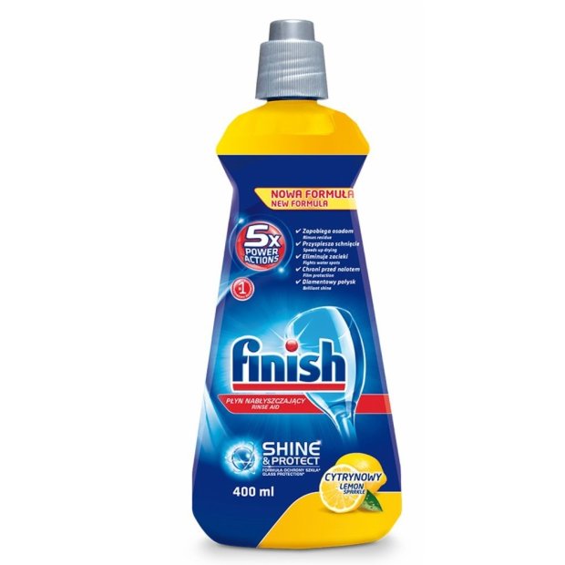 Finish – Płyn nabłyszczający do zmywarek, cytrynowy – 400 ml