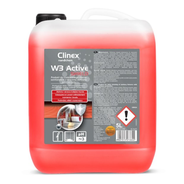 Clinex W3 Active Shield - Preparat do mycia sanitariatów z aktywną ochroną - 5 l