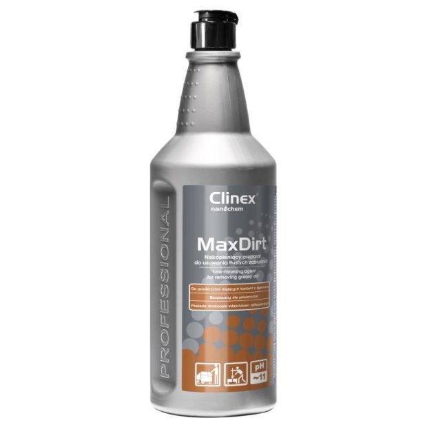 Clinex MaxDirt - Niskopieniący preparat do usuwania tłustych zabrudzeń - 1 l