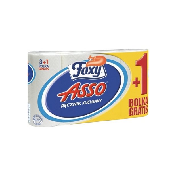 Foxy Asso - Ręcznik kuchenny, 2-warstwowy, biały - 4 rolki