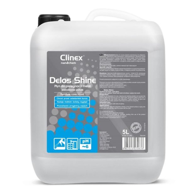Clinex Delos Shine - Płyn do pielęgnacji mebli - 5 l